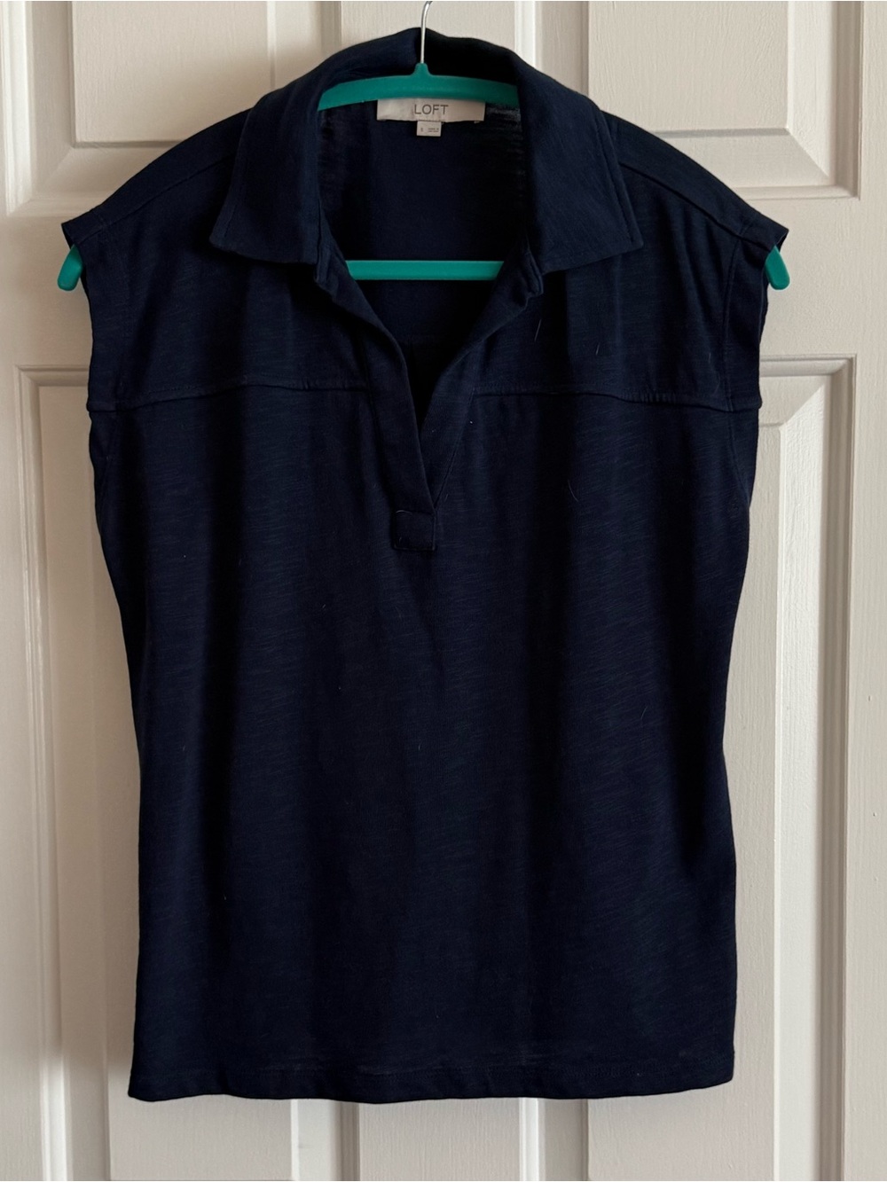 LOFT Navy Sleeveless Polo V-neck top - S